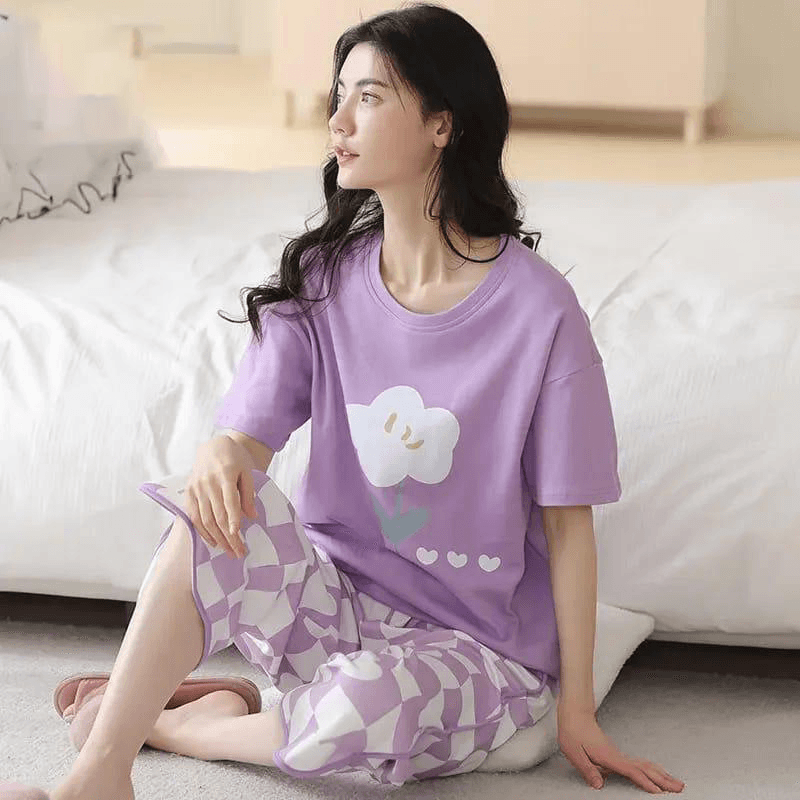 LALIQUE FLOWER NIGHT DRESS FLOWER PRINTED IN COTTON FABRIC