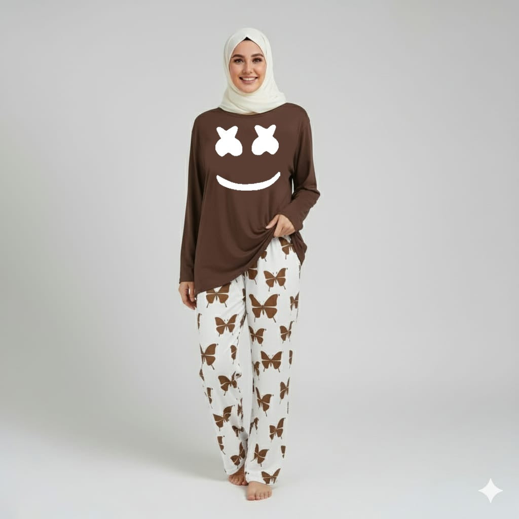 Marshmallow Printed Yellow Shirt With butterfly Printed Trouser