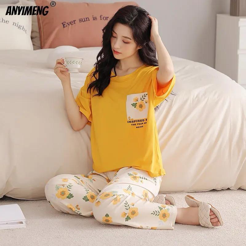 Yellow Pocket Floral PJ Set