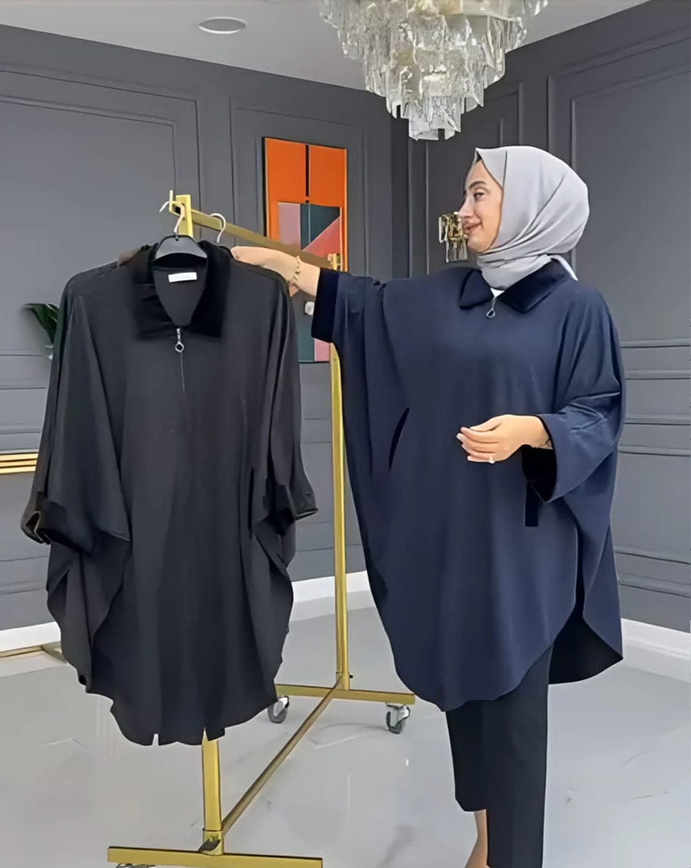 Zipper Shawl Ponchos with Cozy Neck (AK)