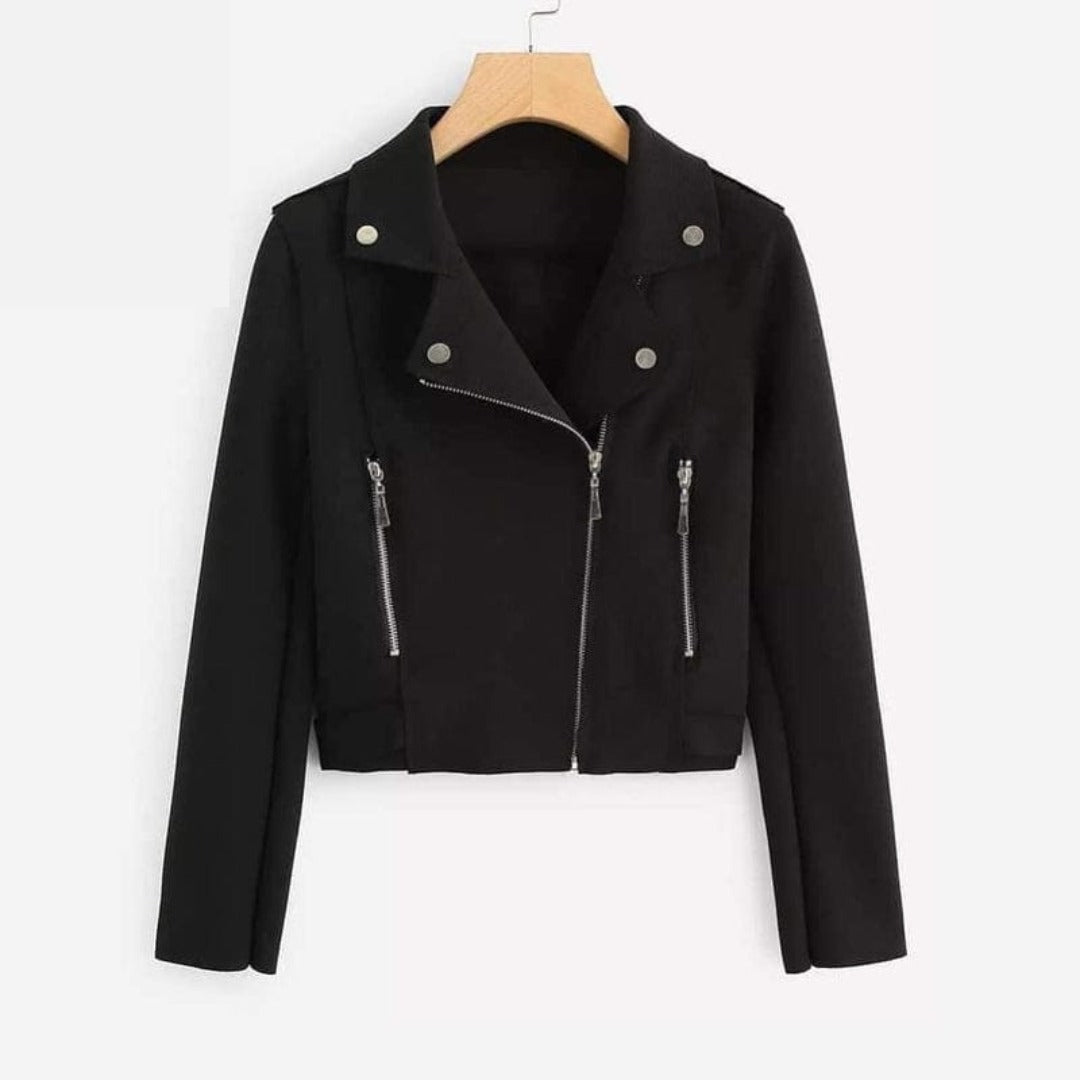 Cross Zipper Fleece Coat - Black (AK)