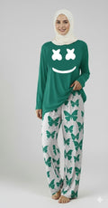 Marshmallow   Printed Sea Green Shirt With butterfly Printed Trouser