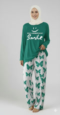 Wonderful day  Printed Sea Green Shirt With butterfly Printed Trouser