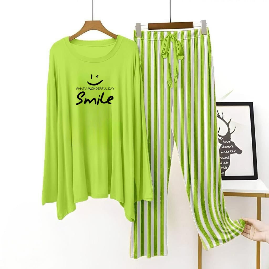 (What a Wonderful day) Green Shirt Printed With Lining Trouser  ( Full Sleeves