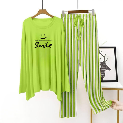 (What a Wonderful day) Green Shirt Printed With Lining Trouser  ( Full Sleeves