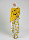 Smile Printed Yellow Shirt With butterfly Printed Trouser