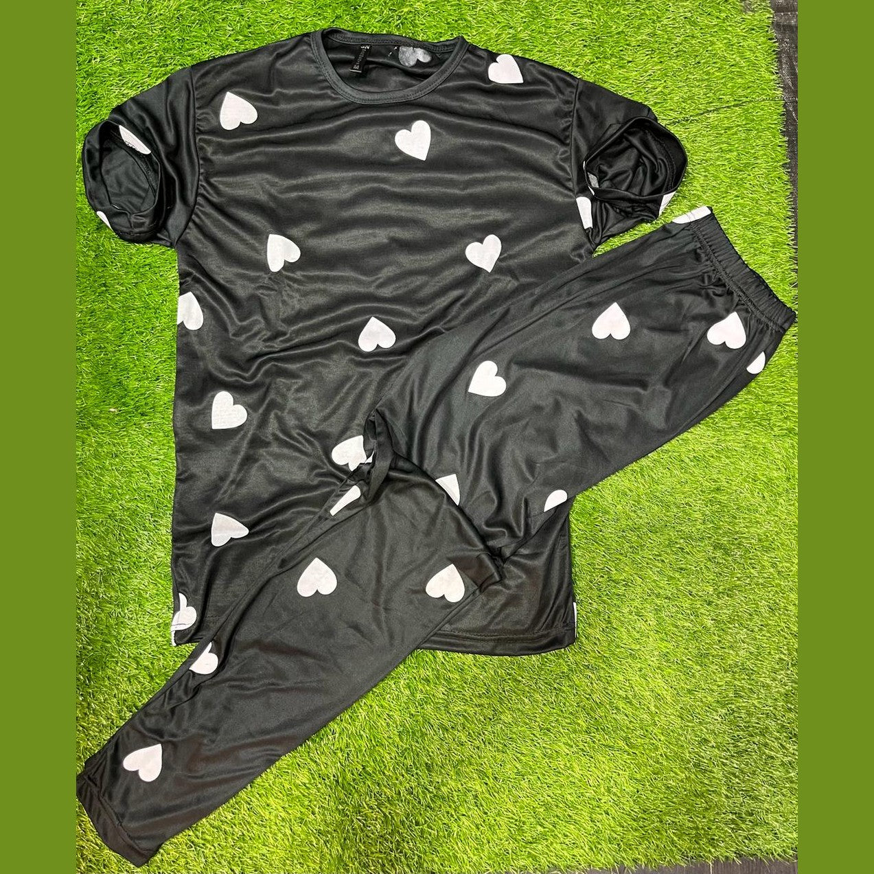 black dil dil nightsuit white heart printed in premium fabric f