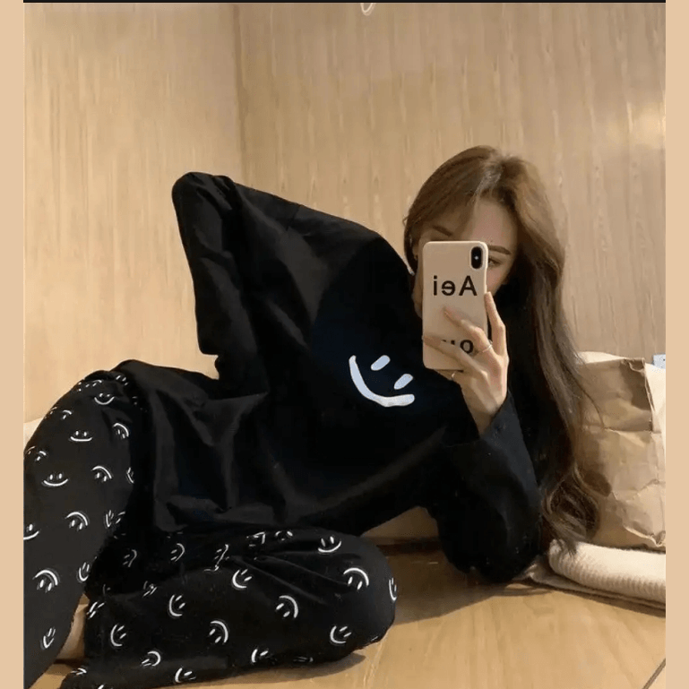 black smile  printed design night suit full sleeve cotton jarsy