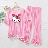 Pink Border Printed Half Sleeve Shirt  With Straight Loose Trousers ( Palazzo Style )