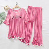 Pink Border Printed Half Sleeve Shirt  With Straight Loose Trousers ( Palazzo Style )
