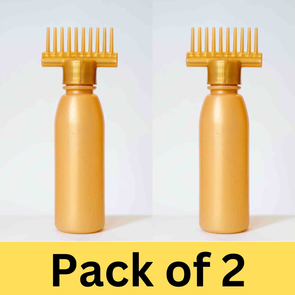 (Pack of 2) Multipurpose Yellow Hair Oil Applicator Comb Bottle