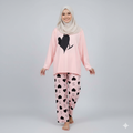 pink double heart printed night suit full sleeve in premium fabric cotton jarsy