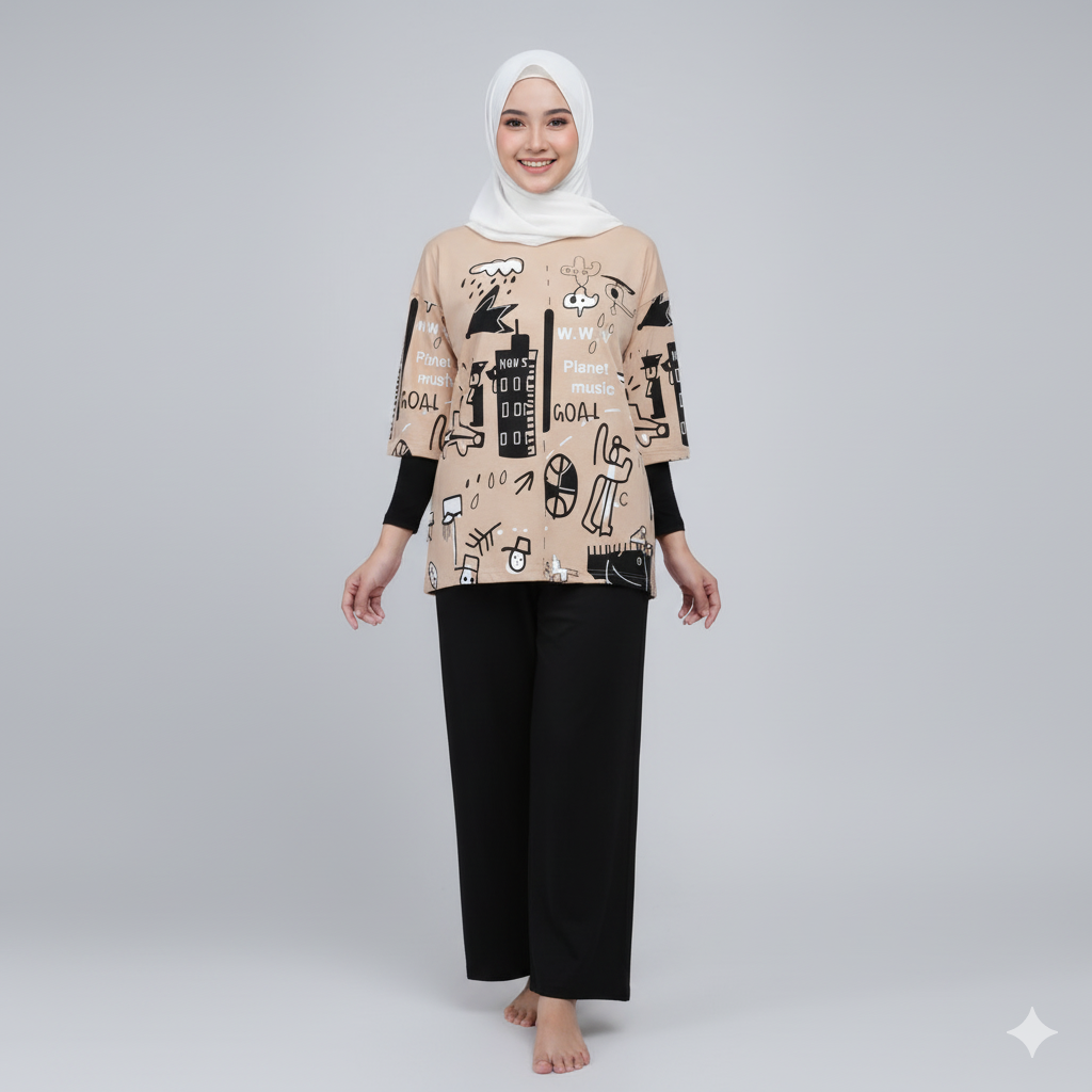 Planet skin printed night suit cotton jersey fabric