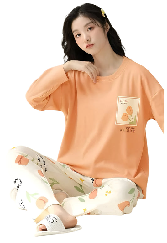 Pocket Flower Printed Nightwear ( PJ'S Night Dress )