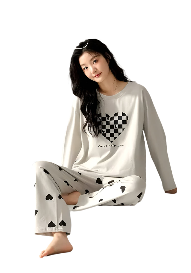 Steel Grey Printed  Nightwear ( PJ'S Night Dress )