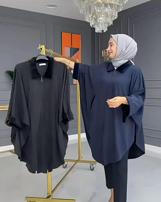 Zipper Shawl Ponchos with Cozy Neck (AK)