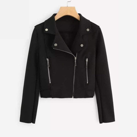 Cross Zipper Fleece Coat -  Black (AK)
