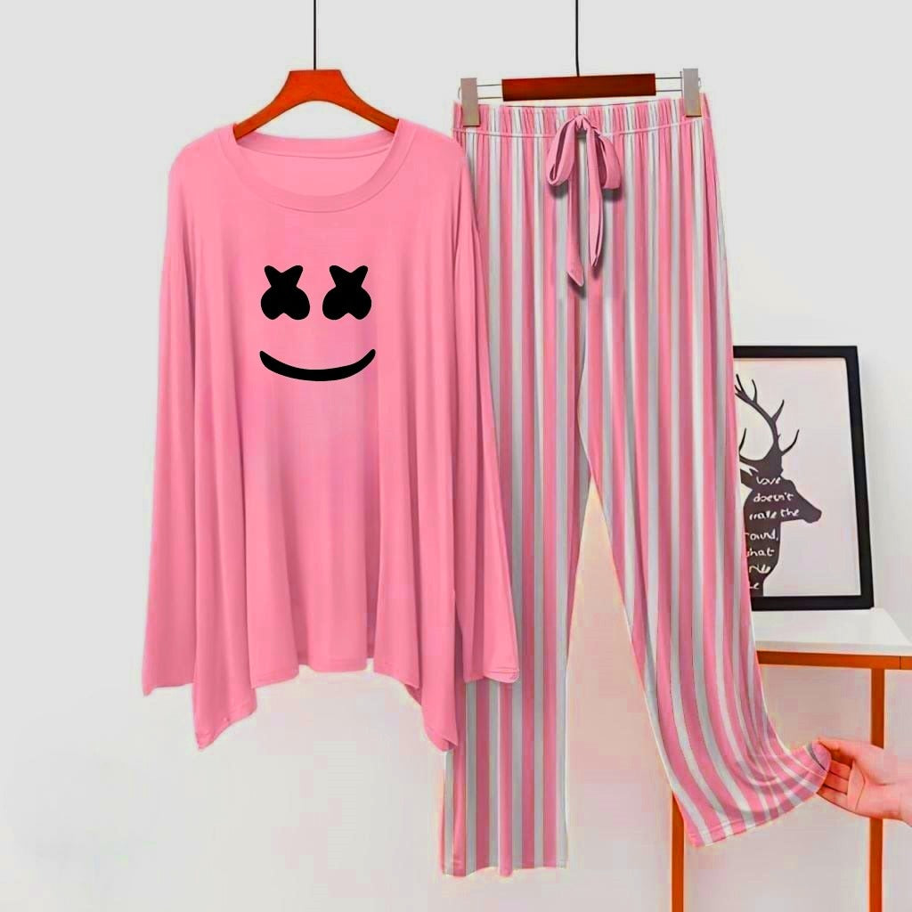 Pink Rose Flower Printed Shirt With Lining Trouser