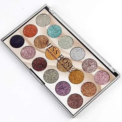 MISS ROSE 18-Color Sequin Glitter Eyeshadow Palette