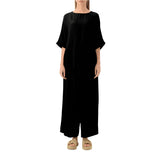 Plain DEEP Black V Neck with Palazzo