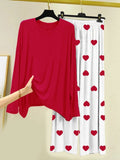 Plain Red Shirt With Dill Printed Trouser