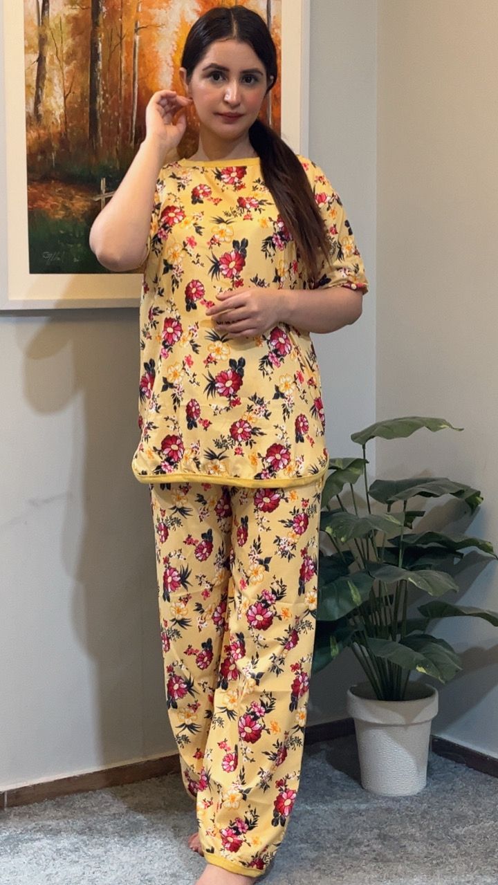 GOLDEN BLOOM PRINTED SHIRT AND TROUSER