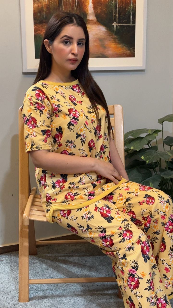 GOLDEN BLOOM PRINTED SHIRT AND TROUSER
