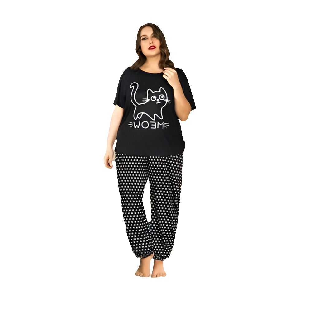 BLACK CAT MEOW ( PJ'S Night Dress )