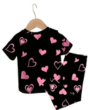 Pink Hearts Print Kids Night Suit