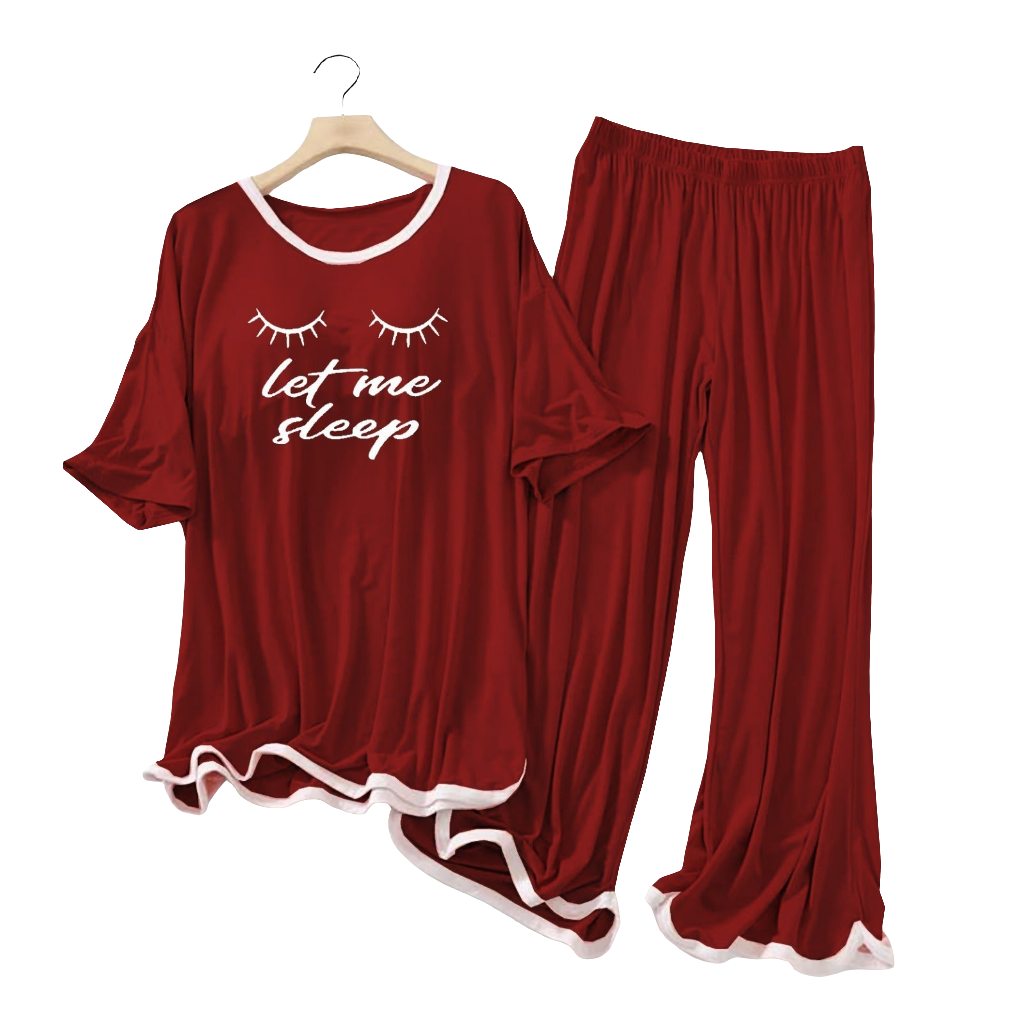 Maroon White Border Let Me Sleep Printed Flapper Style Dress