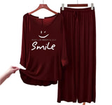 Maroon Full Sleeve Printed (What a Wonderful day) Top & Palazzo