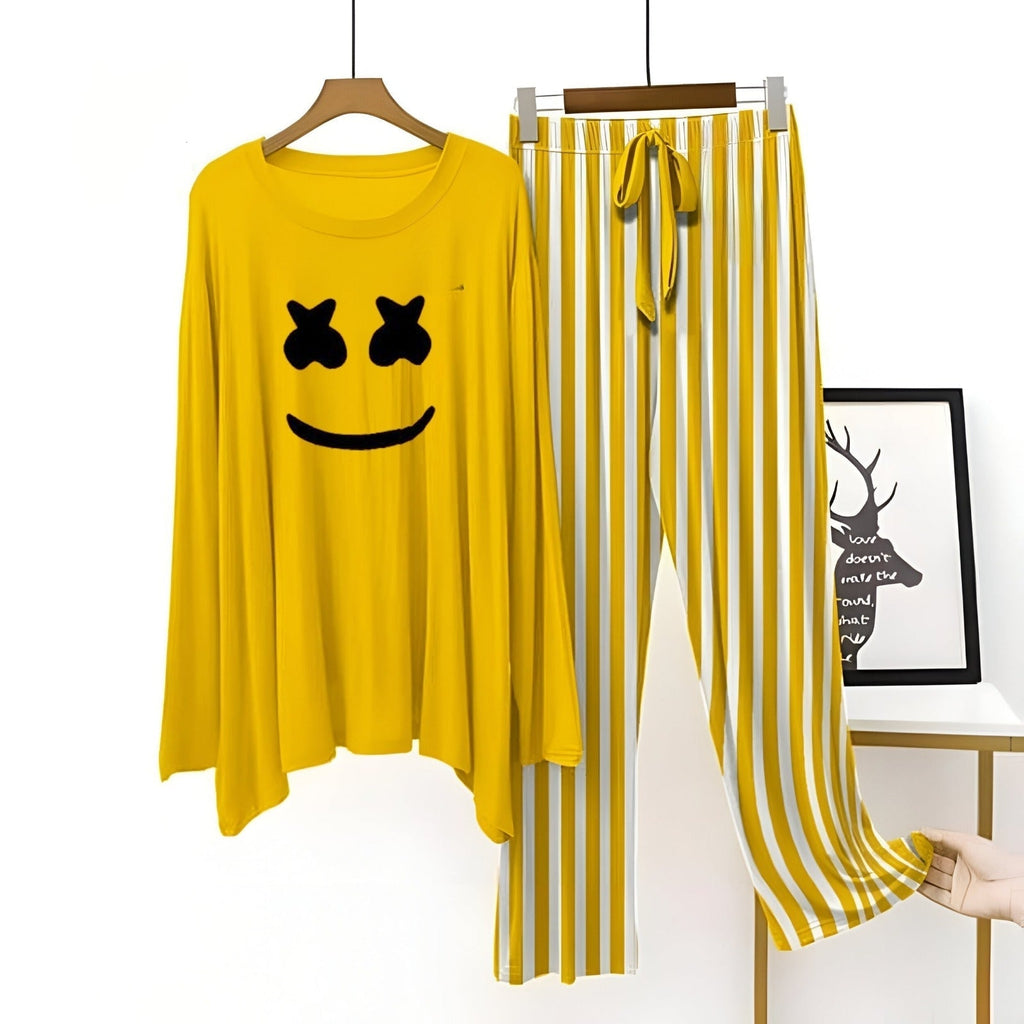 Yellow Lining Finger Love Printed Nightwear Full Sleeve