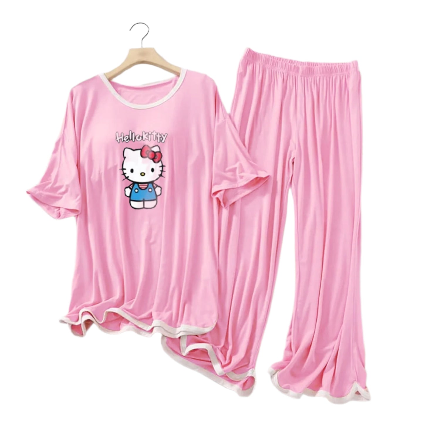 Rose Pink with White Border HELLO KITTY Printed Flapper Style Dress