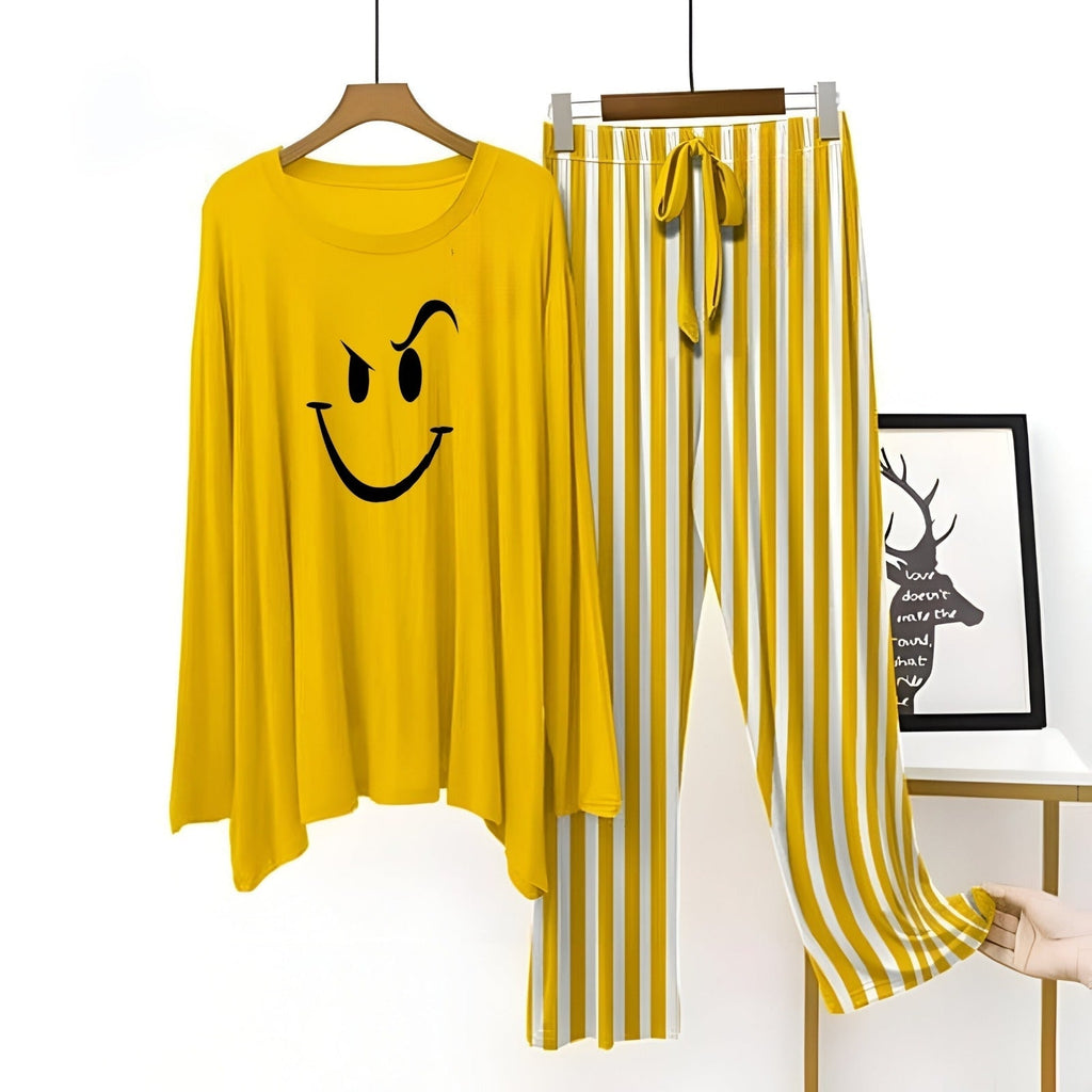 Yellow Lining Finger Love Printed Nightwear Full Sleeve