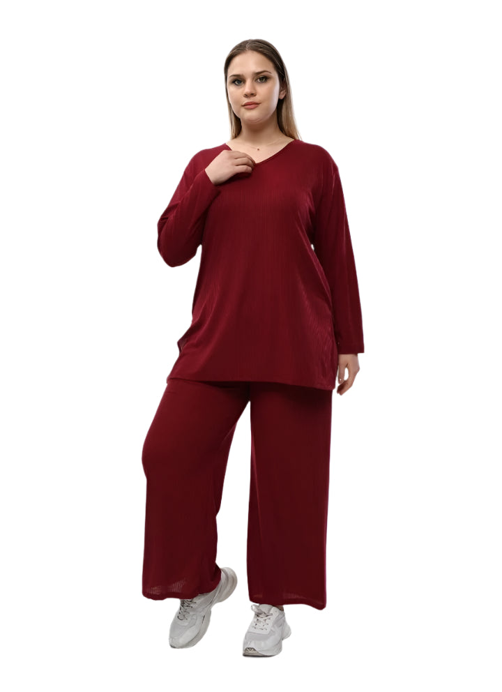 Plain Maroon   Palazzo Style Pajama Full Sleeves