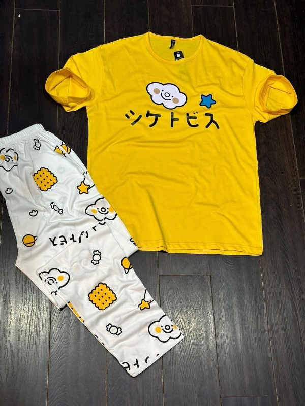 YELLOW EMOJI PRINTER  Nightwear ( PJ'S Night Dress )