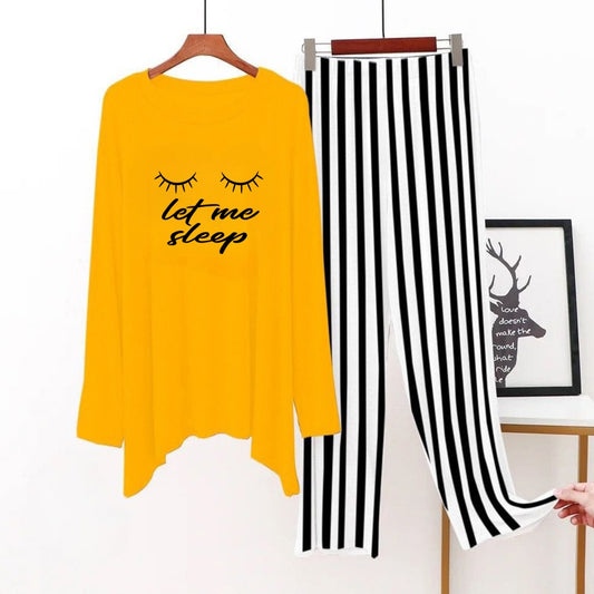 Yellow (let me sleep) Printed Shirt With Lining Trouser ( HALF SLEEVES )