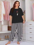 Rose Flower Printed Black Shirt With lining Trouser ( Half Sleeve