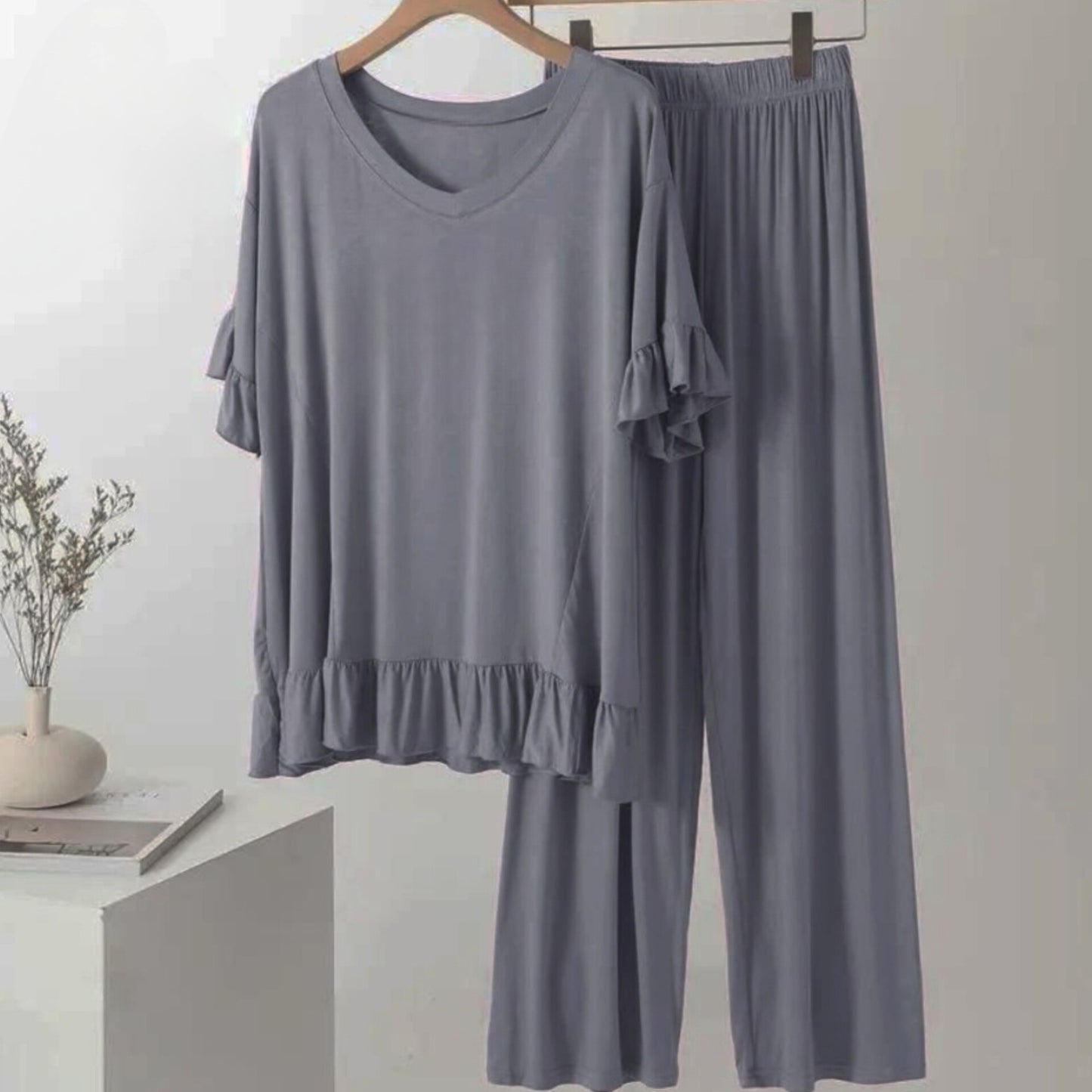 Plain  Grey Frock  Top & Palazzo