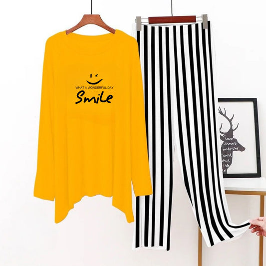 Yellow shirt (What a Wonderful day) Printed With Lining Trouser  ( HALF SLEEVES )