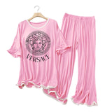 Rose Pink with White Border Versace Printed Flapper Style Dress