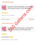 Rose Pink With White Border Top & Palazzo