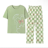 Olive Green Happy Day Printed Half Sleeves Night Suit