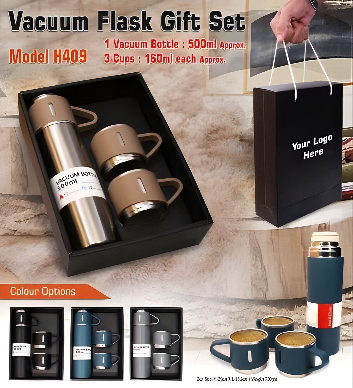 3 Cup Double-Layer Stainless Steel Vacuum Flask Set

*Random colour*