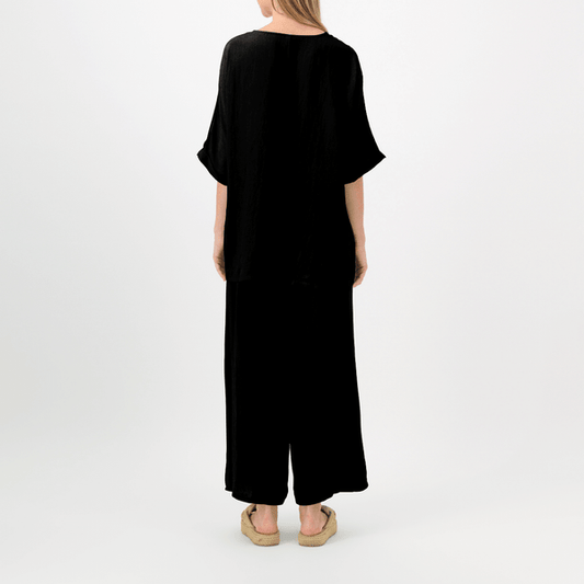 Plain Deep Black 3 quarter sleeves