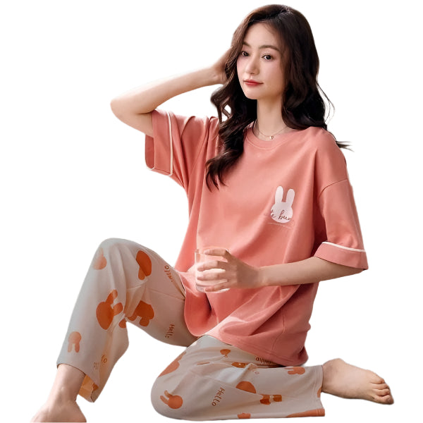 Hello Bunny Printed Ladies Night Dress ( PJ'S Night Dress )