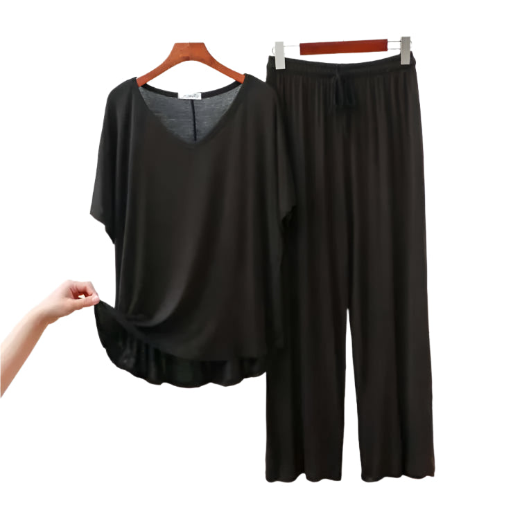 Black V Neck Half Sleeves Shirt With Plazzo Trouser