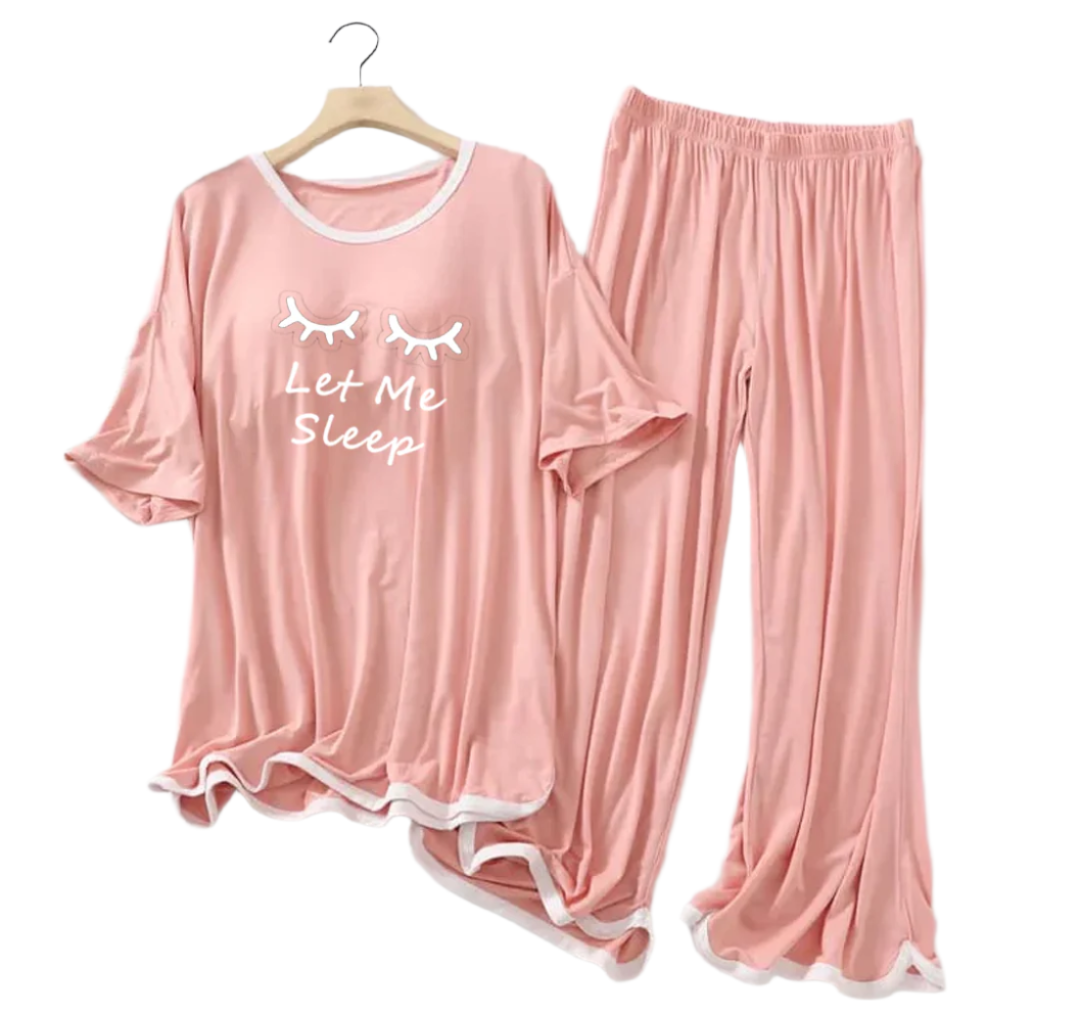 Peach Pink let me Sleep Half Sleeves Plazzo