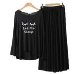 Deep Black let me sleep Round Neck Plazzo PJ Set