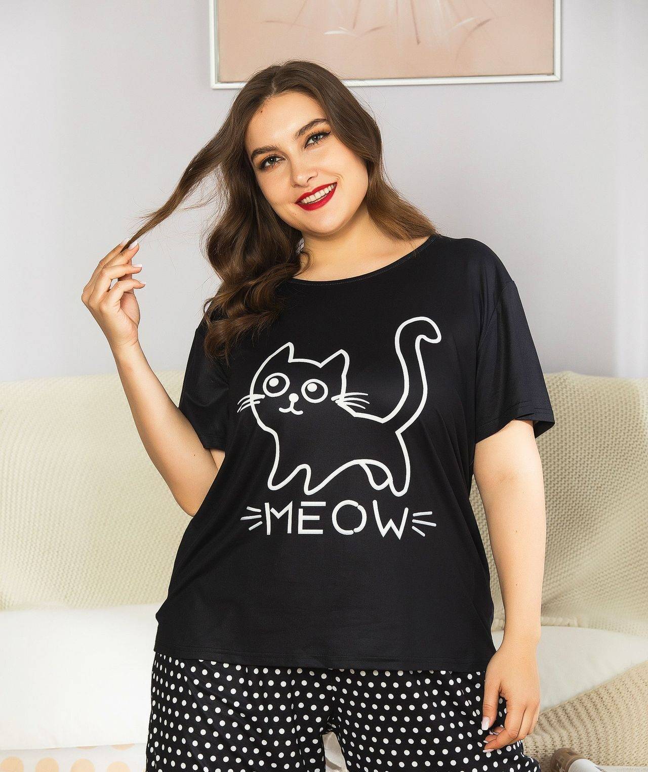 BLACK CAT MEOW ( PJ'S Night Dress )